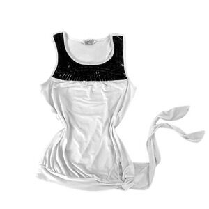 White and black Speechless Y2K  tie-up tank top
